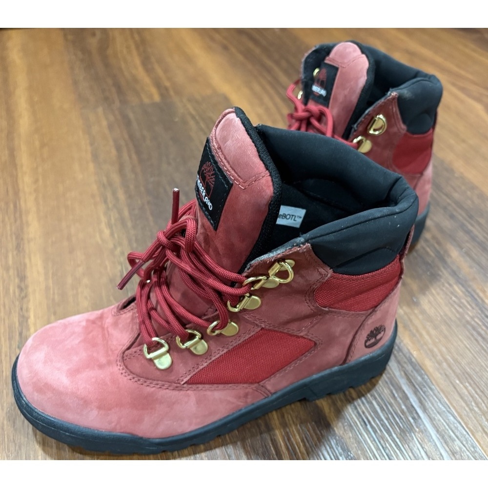 Timberland Field TB-0A2JNW-F41 Boys Dark Red Leather 6"Waterproof Boots Sz 4